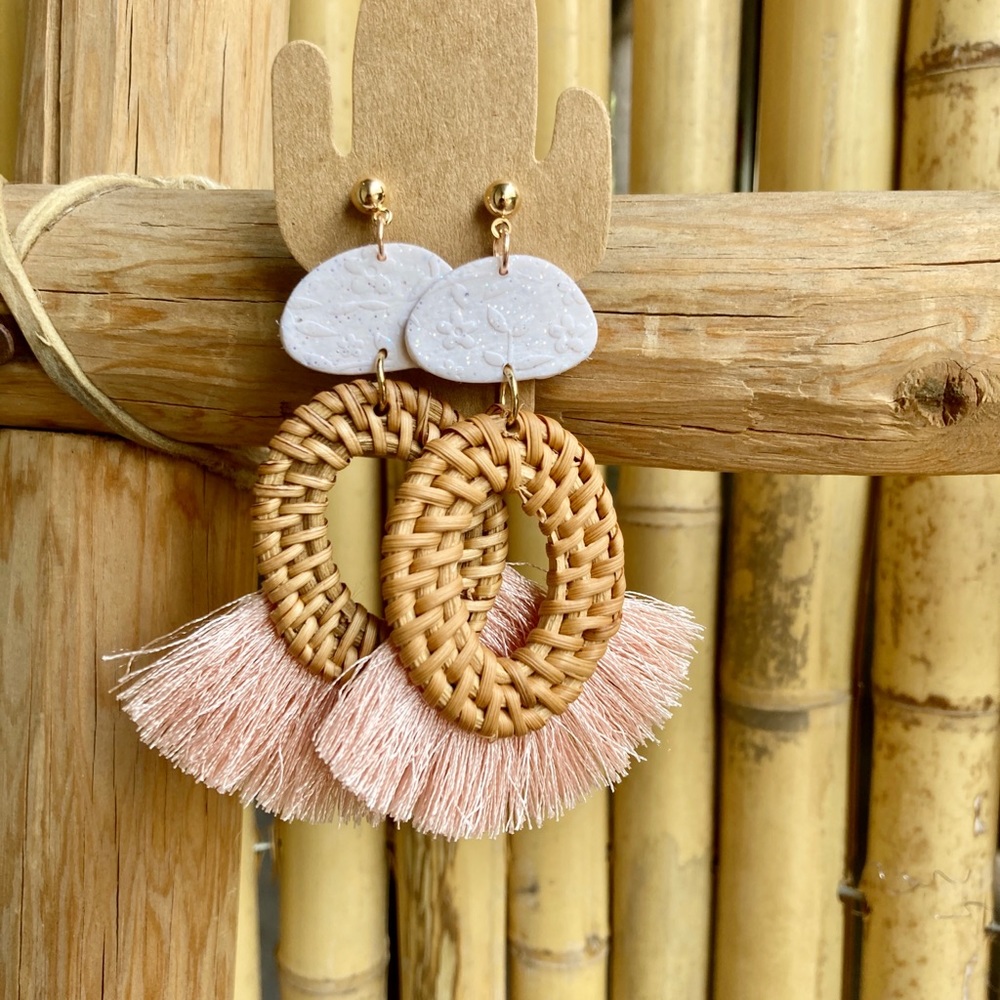 Handmade Polymerclay Rattan earrings